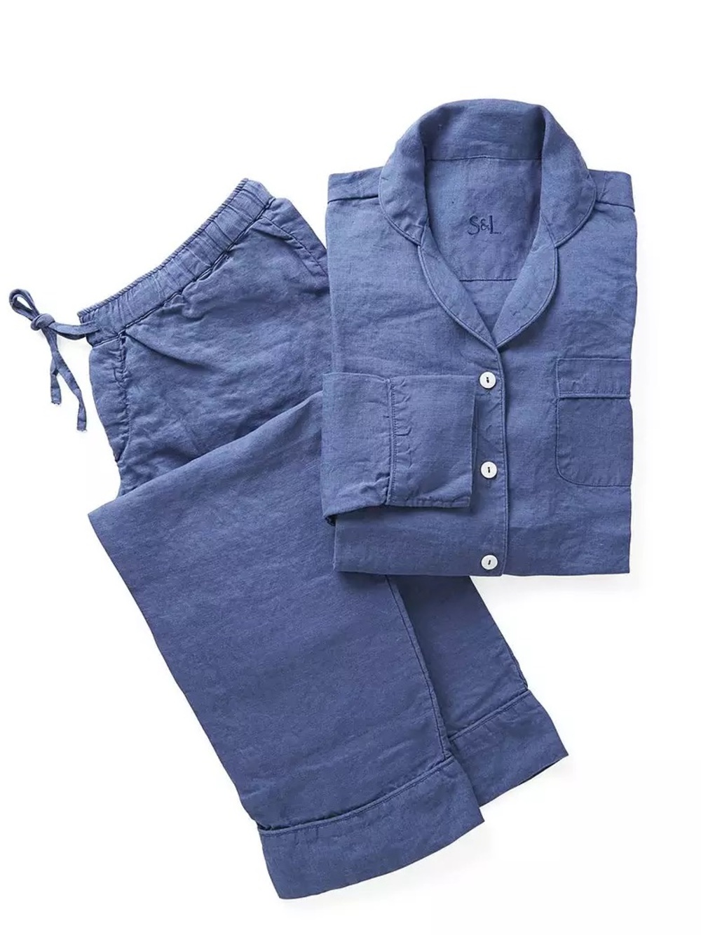 Positano Linen Pajamas in French Blue